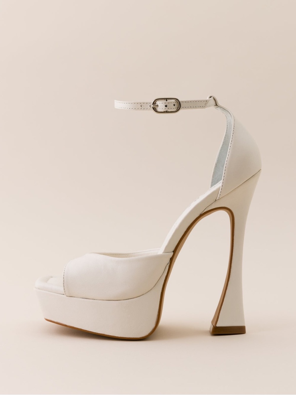 Lamars London White Open-Toe Slingback Heels